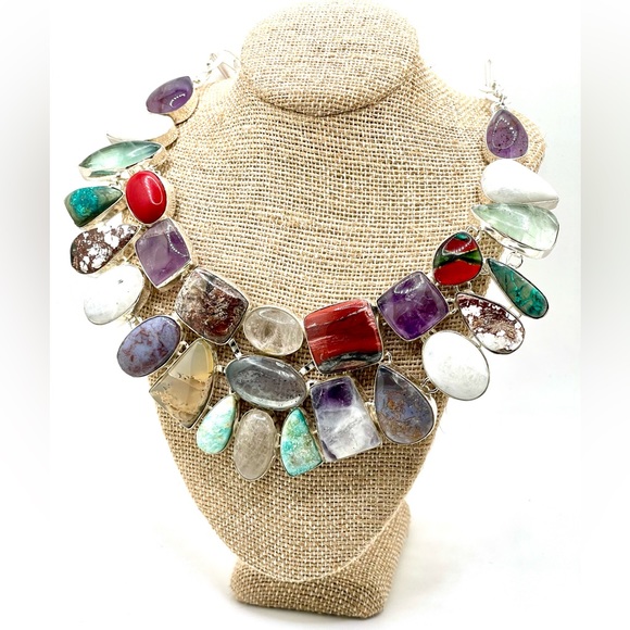 Muti-Gemstone Statement Necklace - Picture 3 of 15